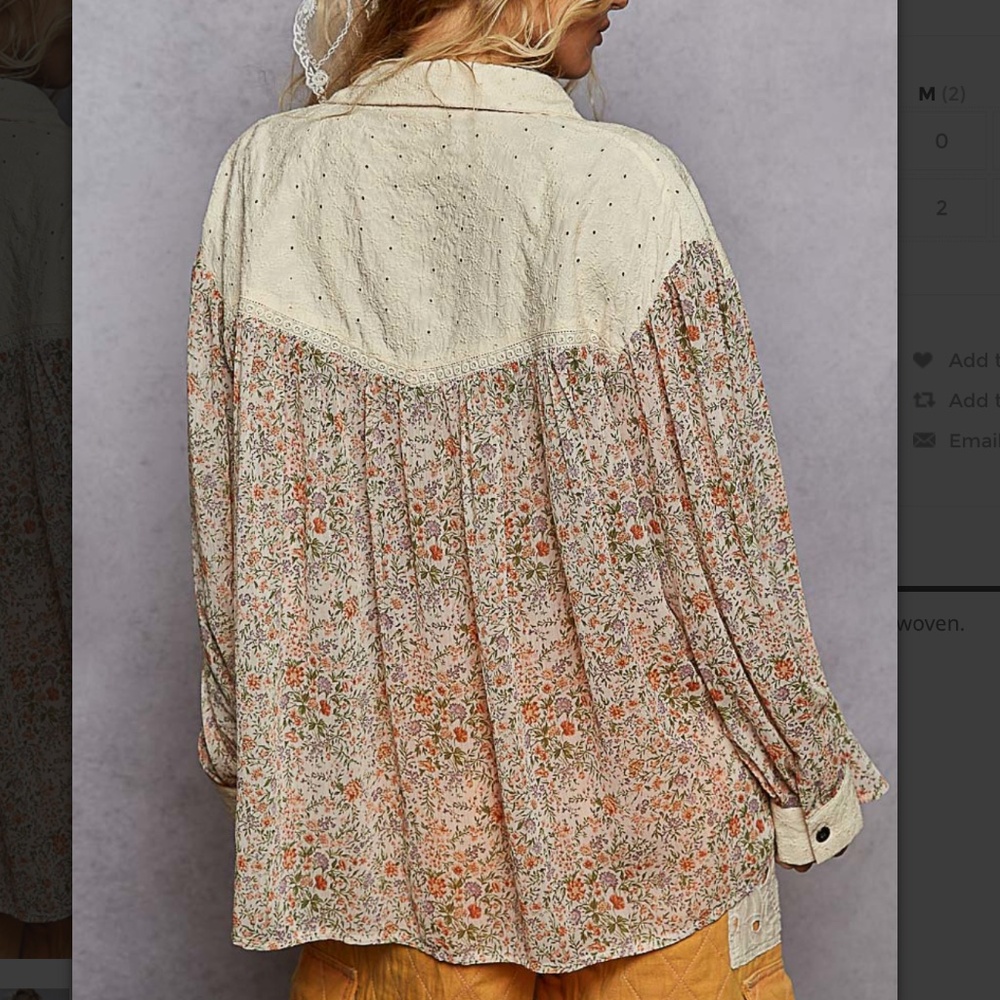POL Floral Cream Button-Down Shirt - Picture 3 of 4